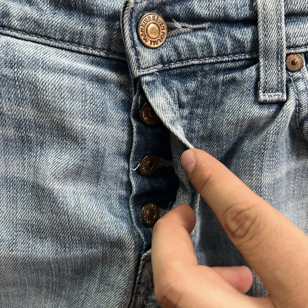 7 Seven For All Mankind Jeans Women 27 Blue Josefina Skinny Boyfriend Button Fly